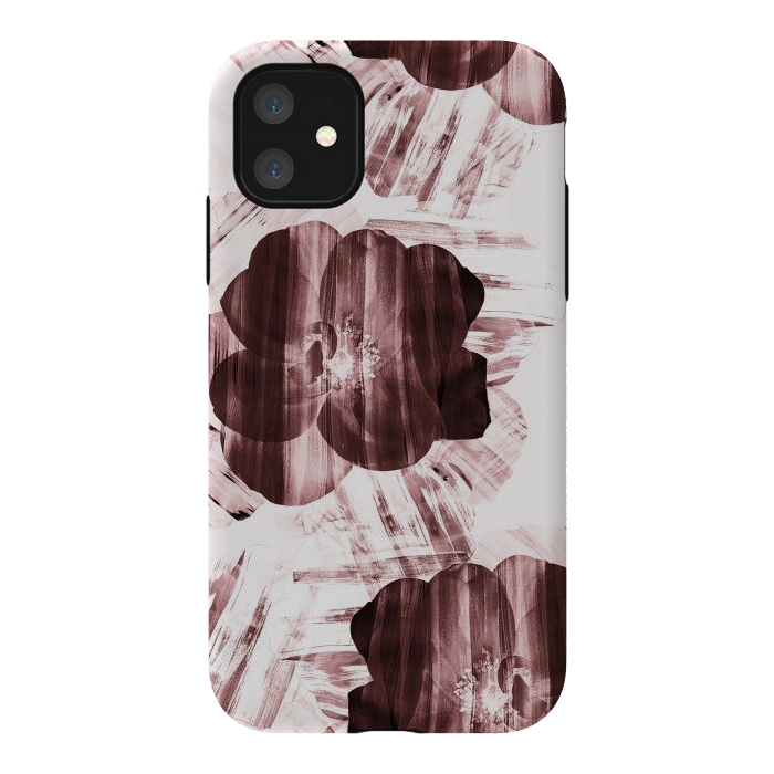 iPhone 11 StrongFit Brushed dark pink rose petals by Oana 