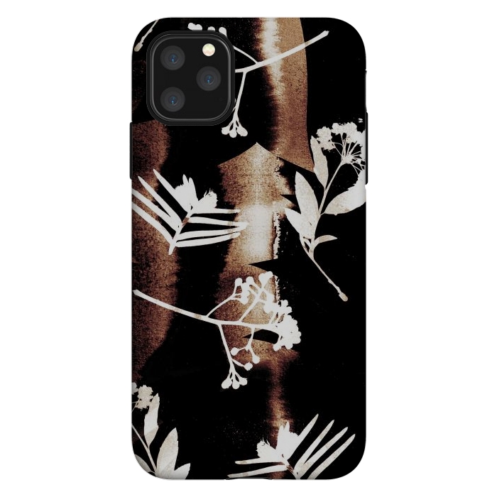 iPhone 11 Pro Max StrongFit Cyanotype brown painted wild plants pattern by Oana 