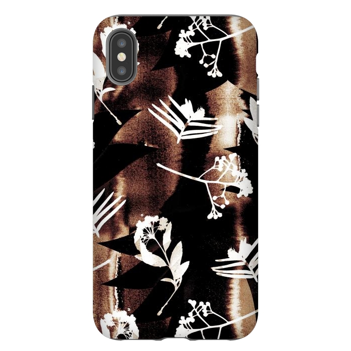 iPhone Xs Max StrongFit Cyanotype brown painted wild plants pattern by Oana 