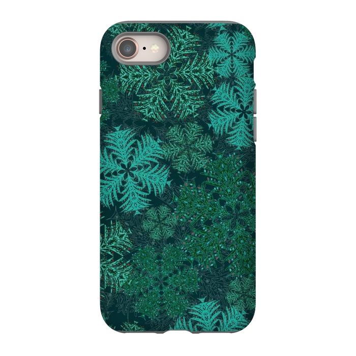 iPhone 8 StrongFit Xmas Snowflakes Teal by Lotti Brown