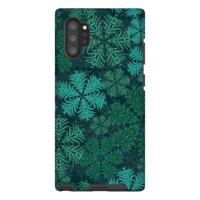 Galaxy Note 10 plus StrongFit Xmas Snowflakes Teal by Lotti Brown