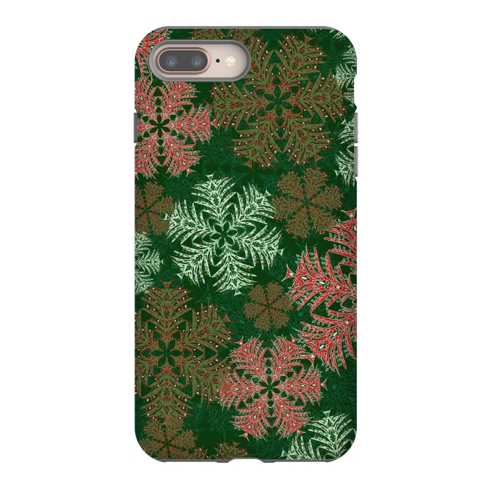 iPhone 7 plus StrongFit Xmas Snowflakes Red & Green by Lotti Brown