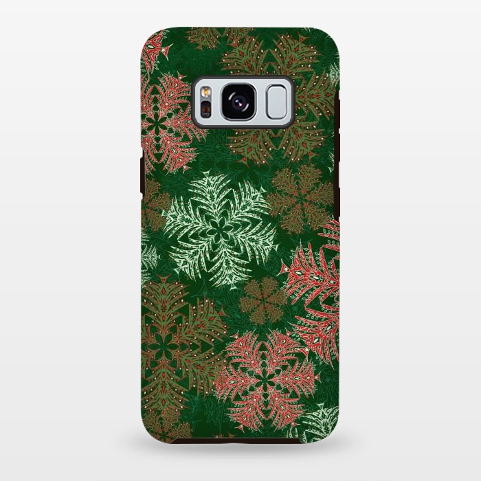 Galaxy S8 plus StrongFit Xmas Snowflakes Red & Green by Lotti Brown