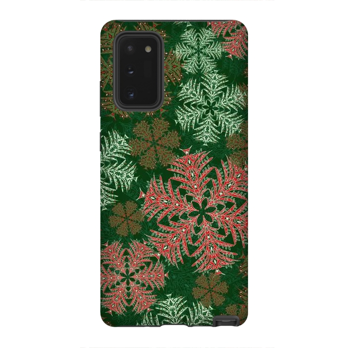 Galaxy Note 20 StrongFit Xmas Snowflakes Red & Green by Lotti Brown