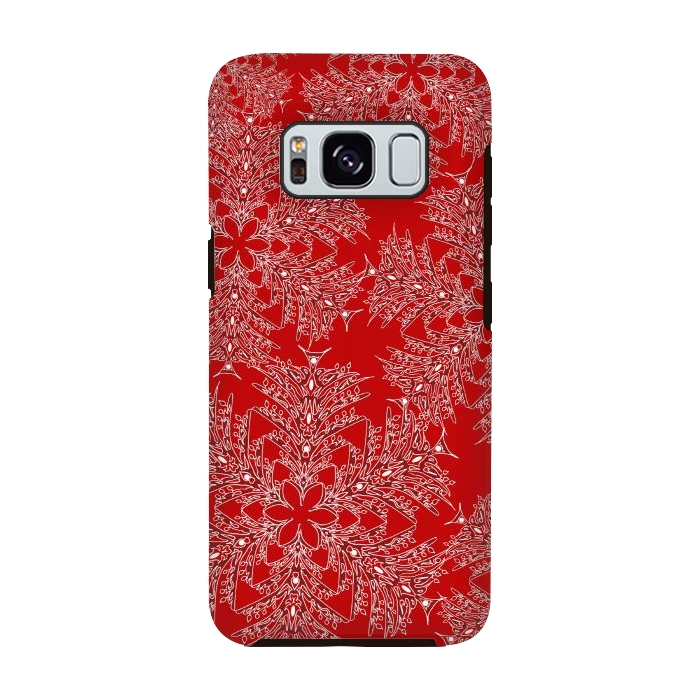 Galaxy S8 StrongFit Holiday Mandalas (Red/White) by Lotti Brown