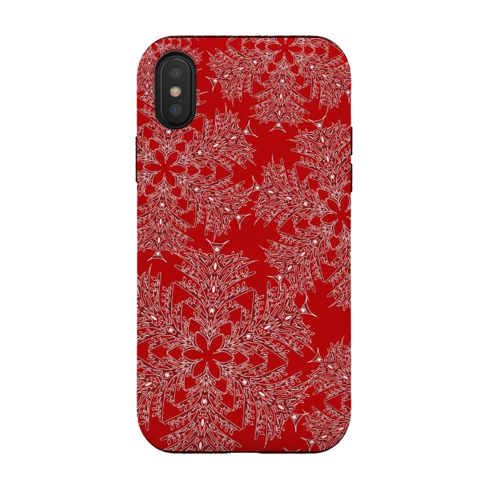 iPhone Xs / X StrongFit Holiday Mandalas (Red/White) by Lotti Brown