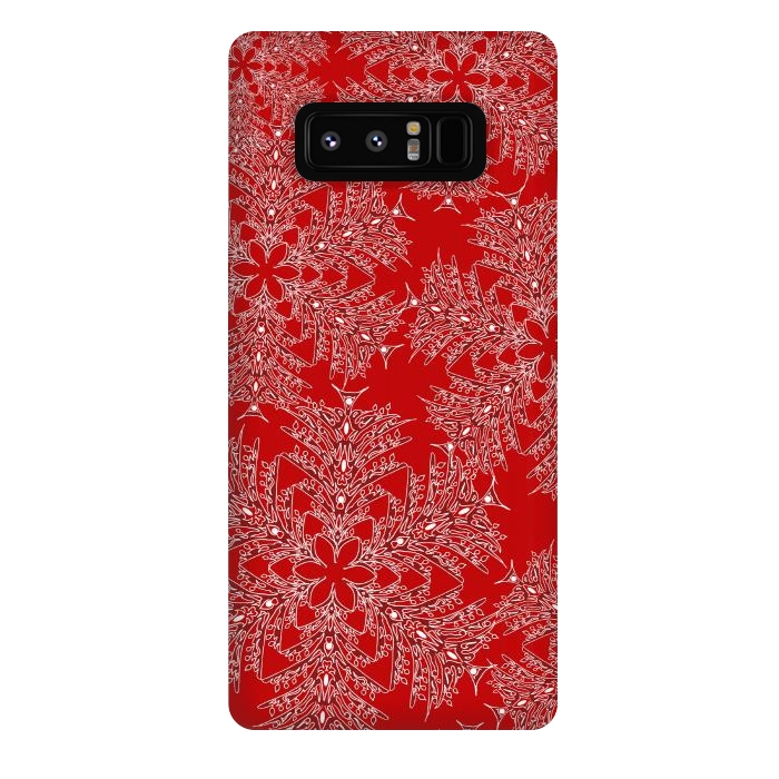 Galaxy Note 8 StrongFit Holiday Mandalas (Red/White) by Lotti Brown