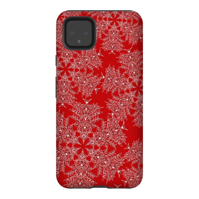 Pixel 4XL StrongFit Holiday Mandalas (Red/White) by Lotti Brown