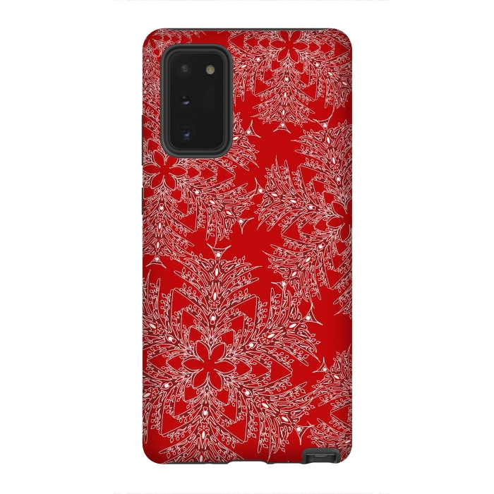 Galaxy Note 20 StrongFit Holiday Mandalas (Red/White) by Lotti Brown