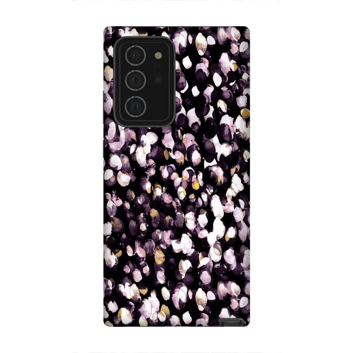 Galaxy Note 20 Ultra StrongFit Black pink watercolor spots by Oana 