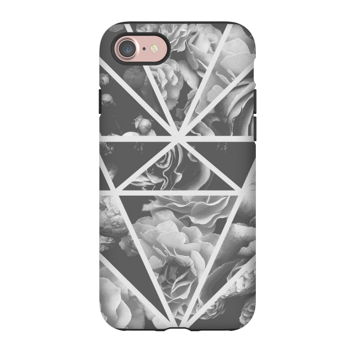 iPhone 7 StrongFit Gray rose petals geo collage by Oana 