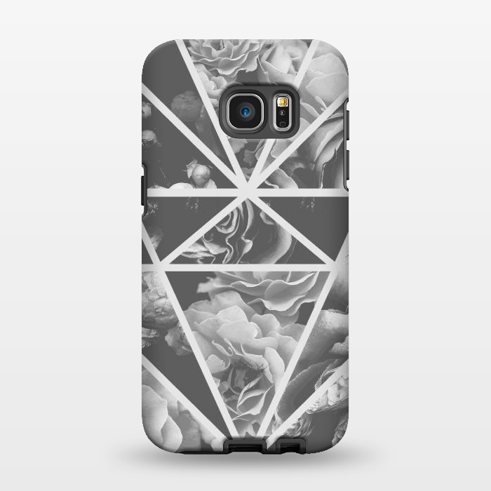 Galaxy S7 EDGE StrongFit Gray rose petals geo collage by Oana 