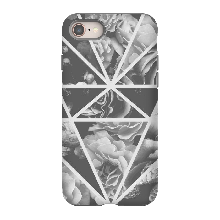 iPhone 8 StrongFit Gray rose petals geo collage by Oana 