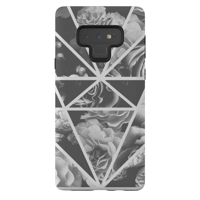 Galaxy Note 9 StrongFit Gray rose petals geo collage by Oana 