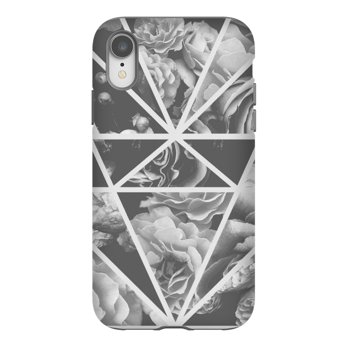 iPhone Xr StrongFit Gray rose petals geo collage by Oana 