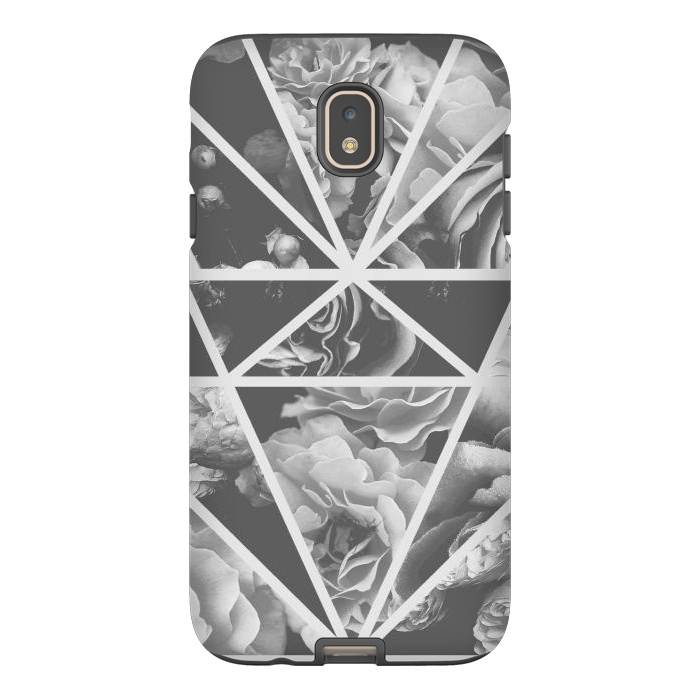 Galaxy J7 StrongFit Gray rose petals geo collage by Oana 