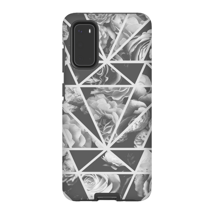 Galaxy S20 StrongFit Gray rose petals geo collage by Oana 