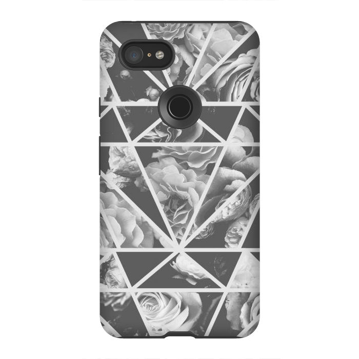 Pixel 3XL StrongFit Gray rose petals geo collage by Oana 