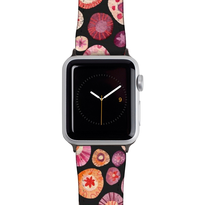 Watch 38mm / 40mm Strap PU leather All the Flowers Dark by Nic Squirrell