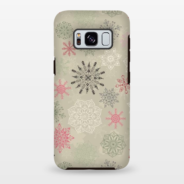 Galaxy S8 plus StrongFit Christmas Snowflakes on Light Green by Paula Ohreen