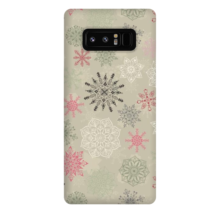 Galaxy Note 8 StrongFit Christmas Snowflakes on Light Green by Paula Ohreen