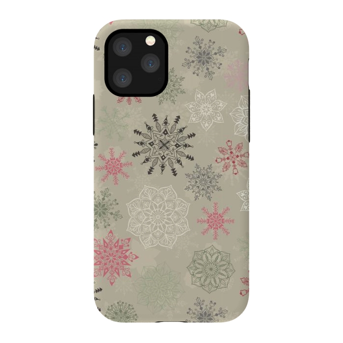 iPhone 11 Pro StrongFit Christmas Snowflakes on Light Green by Paula Ohreen