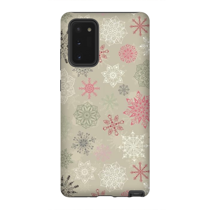 Galaxy Note 20 StrongFit Christmas Snowflakes on Light Green by Paula Ohreen