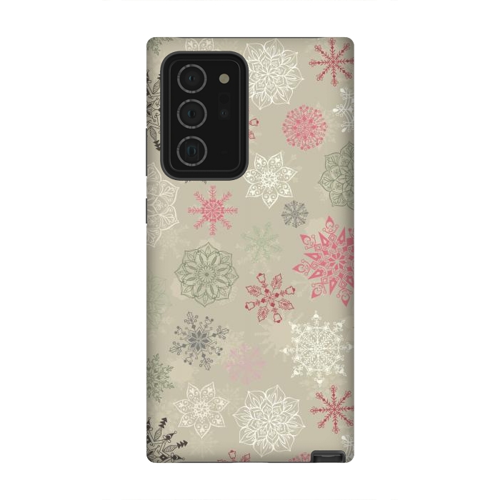 Galaxy Note 20 Ultra StrongFit Christmas Snowflakes on Light Green by Paula Ohreen