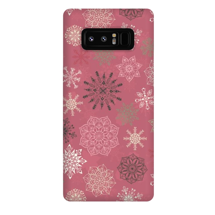 Galaxy Note 8 StrongFit Christmas Snowflakes on Pink by Paula Ohreen