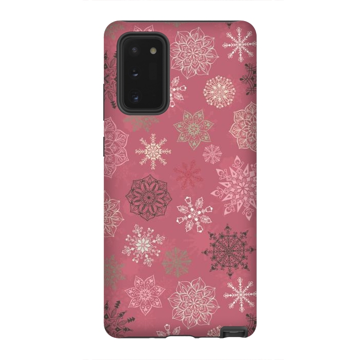 Galaxy Note 20 StrongFit Christmas Snowflakes on Pink by Paula Ohreen