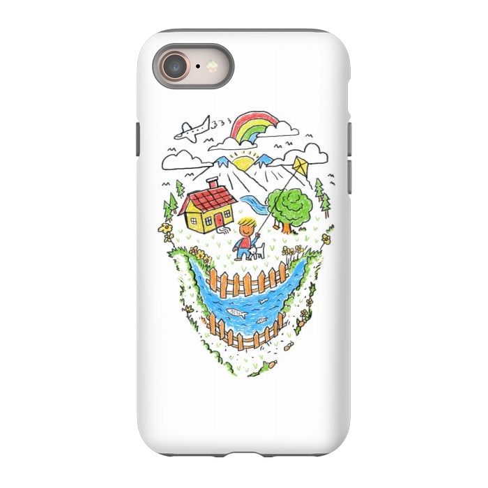 iPhone 8 StrongFit Skull Kid Draw 1 by Afif Quilimo