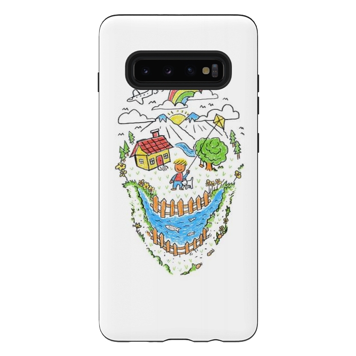 Galaxy S10 plus StrongFit Skull Kid Draw 1 by Afif Quilimo