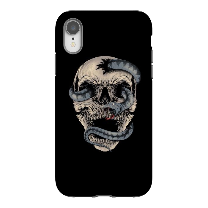 iPhone Xr StrongFit Skull Snake by Afif Quilimo