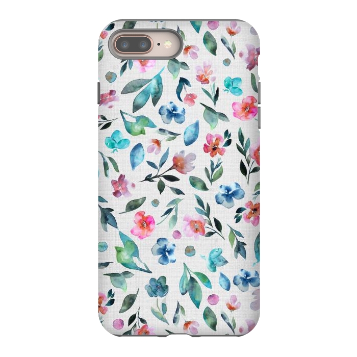 iPhone 7 plus StrongFit Beautiful watercolor florals tossed on a textured background by Paula Ohreen