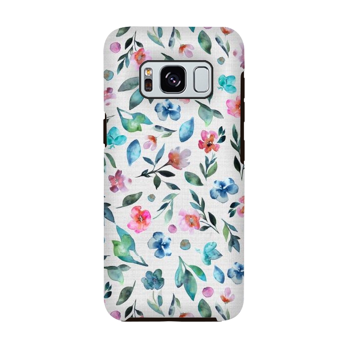 Galaxy S8 StrongFit Beautiful watercolor florals tossed on a textured background by Paula Ohreen