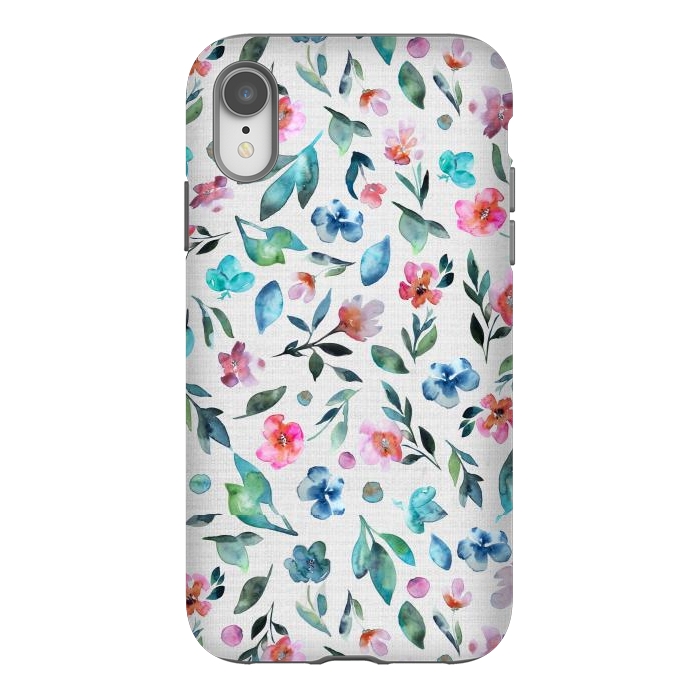 iPhone Xr StrongFit Beautiful watercolor florals tossed on a textured background by Paula Ohreen