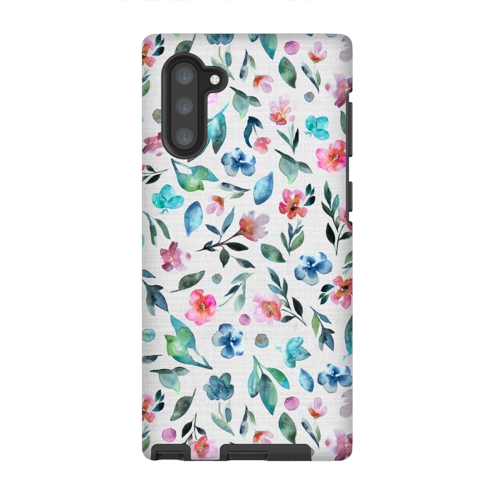 Galaxy Note 10 StrongFit Beautiful watercolor florals tossed on a textured background by Paula Ohreen