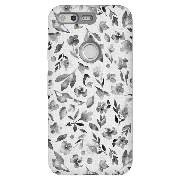 Pixel StrongFit Watercolor Textured Floral Toss - Black and White by Paula Ohreen