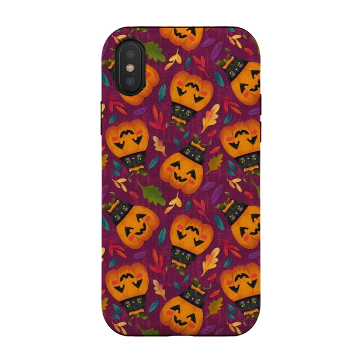 iPhone Xs / X StrongFit Pumpkin Kitty by Noonday Design
