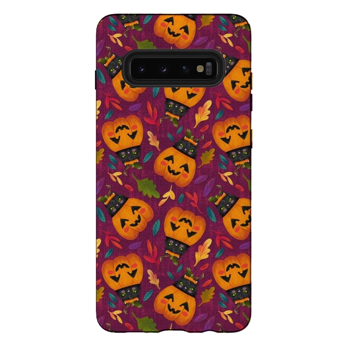 Galaxy S10 plus StrongFit Pumpkin Kitty by Noonday Design
