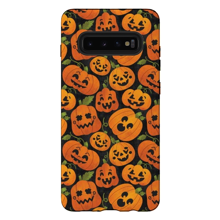Galaxy S10 plus StrongFit Funny Jack-O-Lanterns by Noonday Design