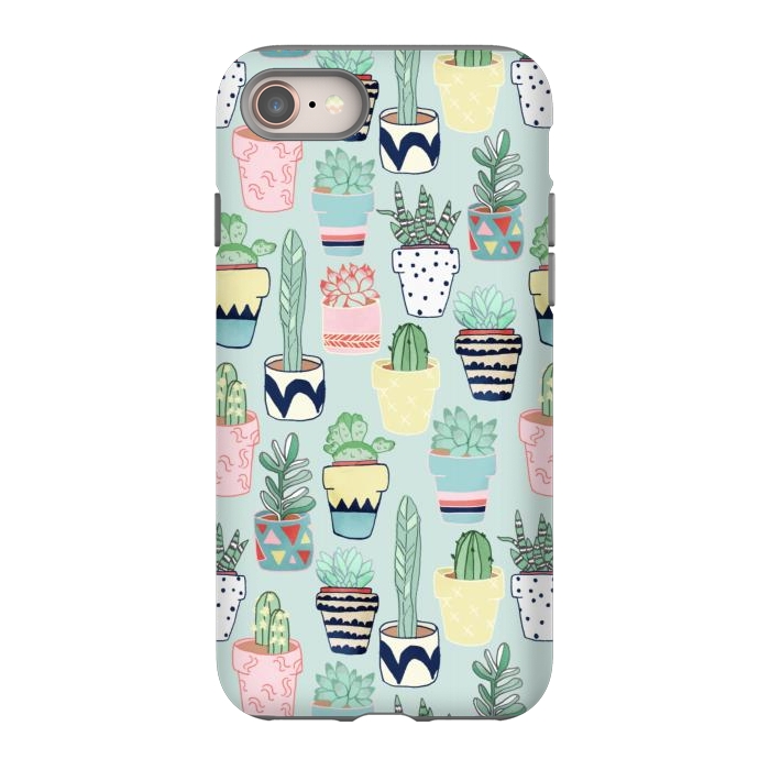 iPhone SE StrongFit Cute Cacti In Pots on Mint Green by Tangerine-Tane