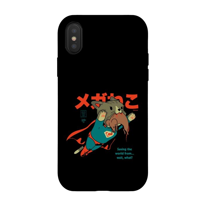 iPhone Xs / X StrongFit SupaCat - Kitty Cat Super Hero by Vó Maria