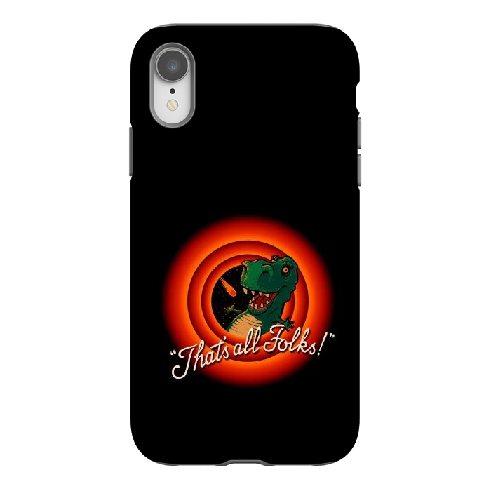 iPhone Xr StrongFit That's All Folks - T-Rex Dinosaur Extinction by Vó Maria