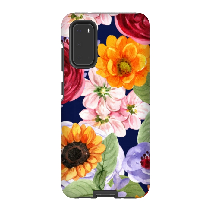 Galaxy S20 StrongFit ORANGE PINK FLORAL PATTERN by MALLIKA