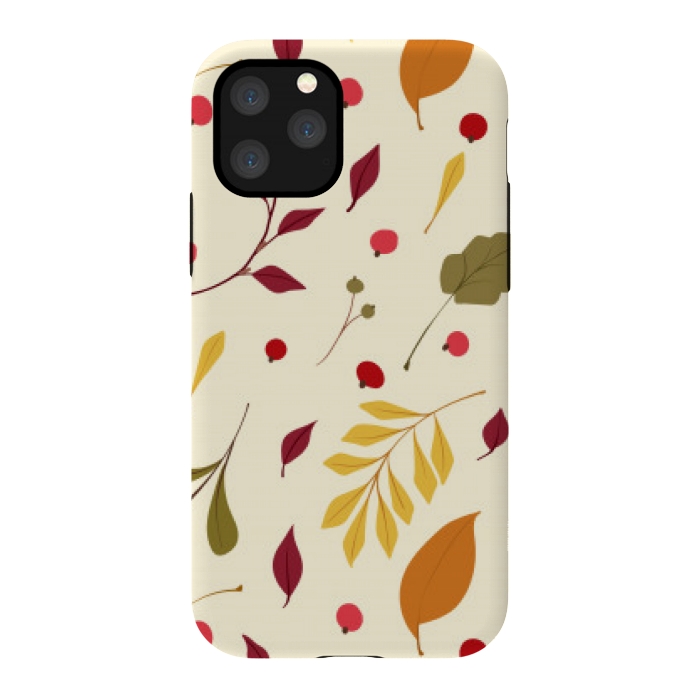 iPhone 11 Pro StrongFit subtle autumn leaves pattern by MALLIKA