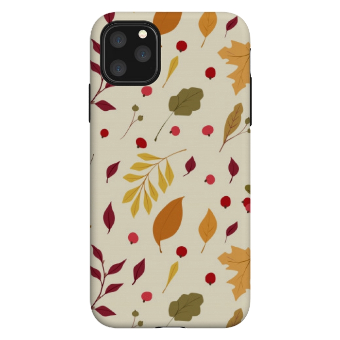 iPhone 11 Pro Max StrongFit subtle autumn leaves pattern by MALLIKA