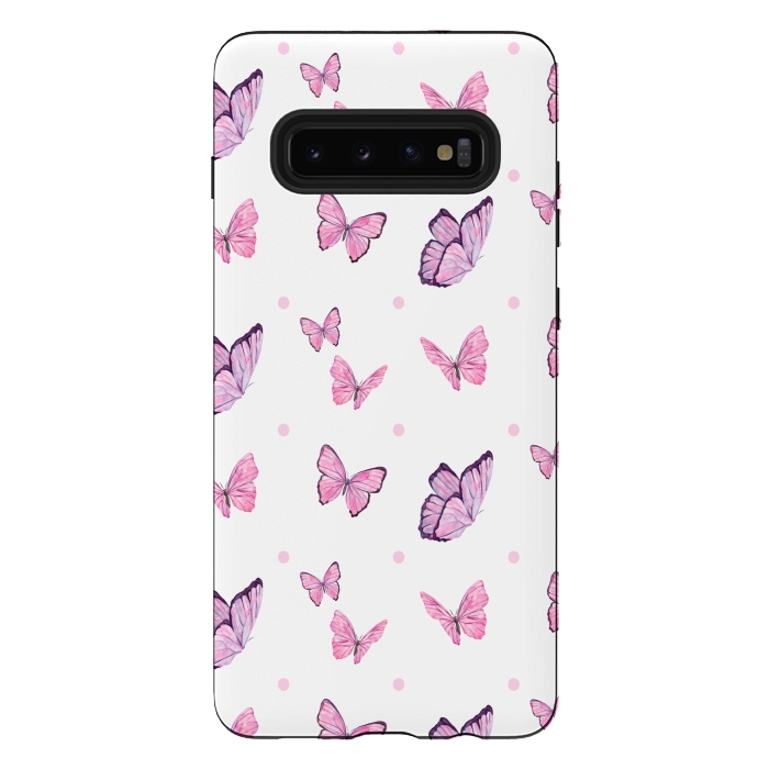 Galaxy S10 plus StrongFit CUTE PINK PURPLE BUTTERFLY PATTERN by MALLIKA