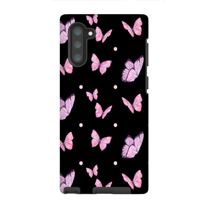 Galaxy Note 10 StrongFit CUTE PINK PURPLE BUTTERFLY PATTERN by MALLIKA