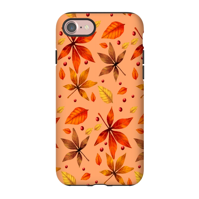 iPhone 7 StrongFit metallic autumn fall leaves by MALLIKA